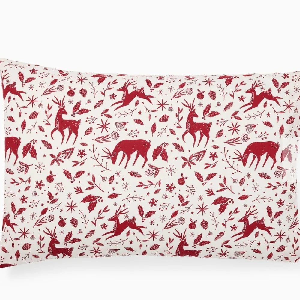 West Elm Scandi Deer Percale King Pillow Case 1 Pair